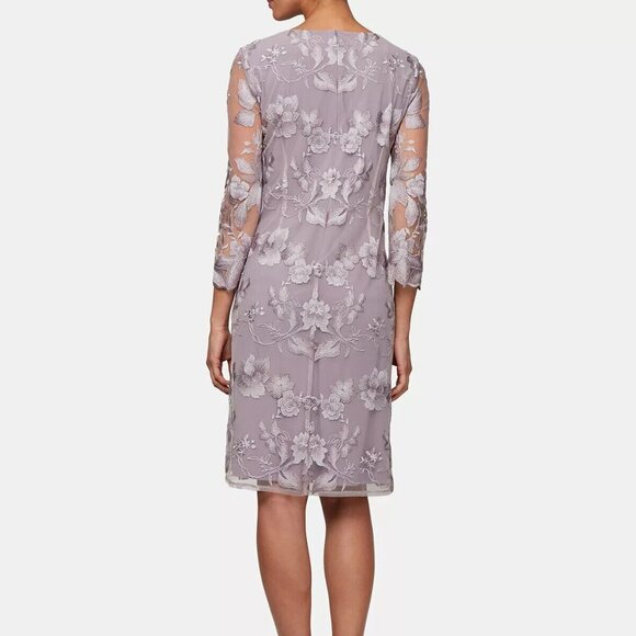 Alex Evenings Smokey Orchid Purple Embroidered Jacket Dress - Picture 2 of 4